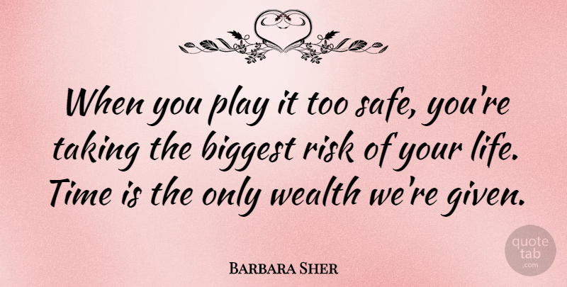 Barbara Sher Quote About Play, Risk, Safe: When You Play It Too...