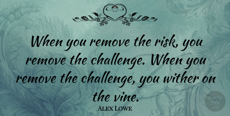 Alex Lowe Quote About American Athlete, Remove: When You Remove The Risk...