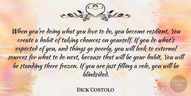 Dick Costolo Quote About Chances, Expected, External, Filling, Love: When Youre Doing What You...