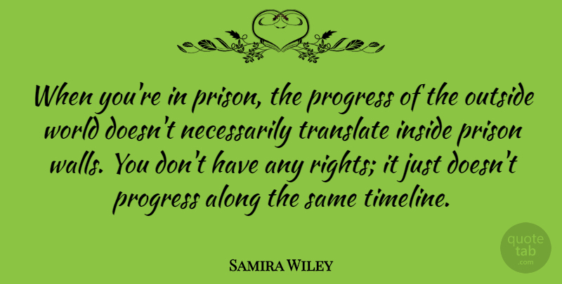 Samira Wiley Quote About Along, Inside, Outside, Translate: When Youre In Prison The...