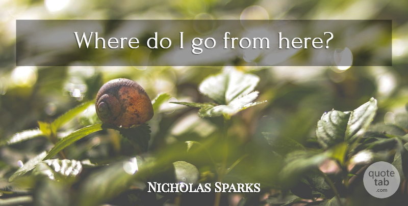 Nicholas Sparks Quote About undefined: Where Do I Go From...