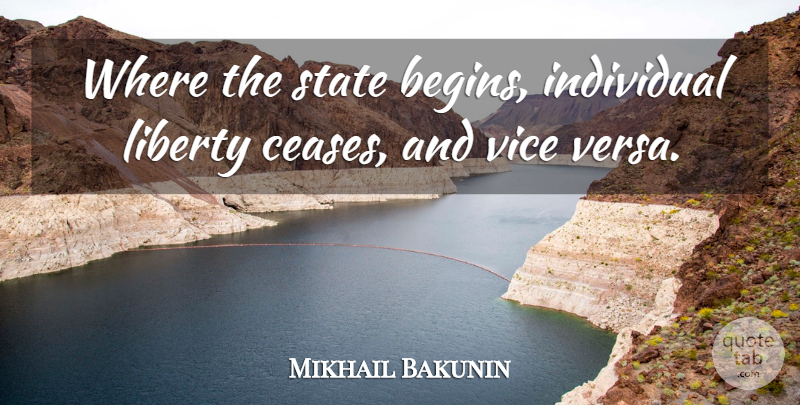 Mikhail Bakunin Quote About Individuality, Liberty, Vices: Where The State Begins Individual...