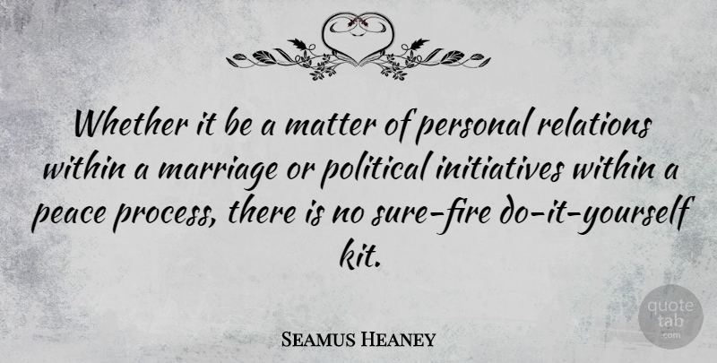 Seamus Heaney Quote About Fire, Political, Ireland And The Irish: Whether It Be A Matter...