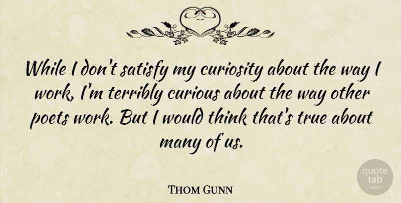 Thom Gunn Quote About Curious, Poets, Satisfy, Terribly: While I Dont Satisfy My...