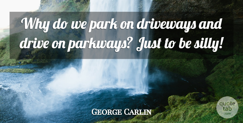 George Carlin Quote About Silly, Parks, Being Silly: Why Do We Park On...
