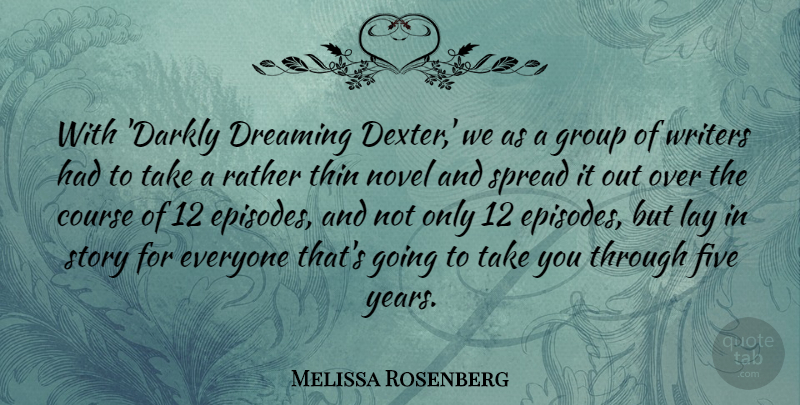 Melissa Rosenberg Quote About Course, Five, Lay, Novel, Spread: With Darkly Dreaming Dexter We...