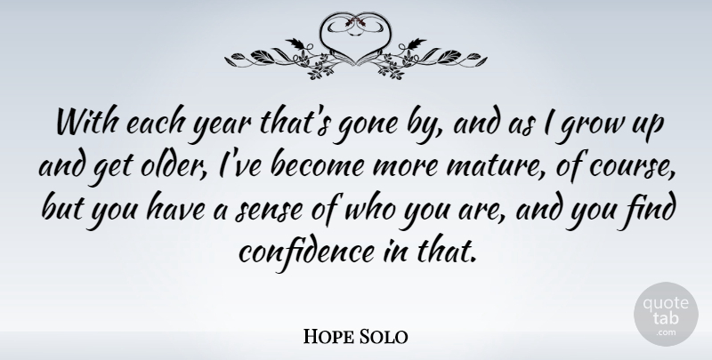 Hope Solo Quote About Growing Up, Years, Gone: With Each Year Thats Gone...