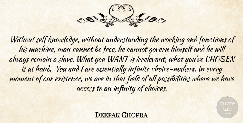 Deepak Chopra Quote About Men, Self, Hands: Without Self Knowledge Without Understanding...