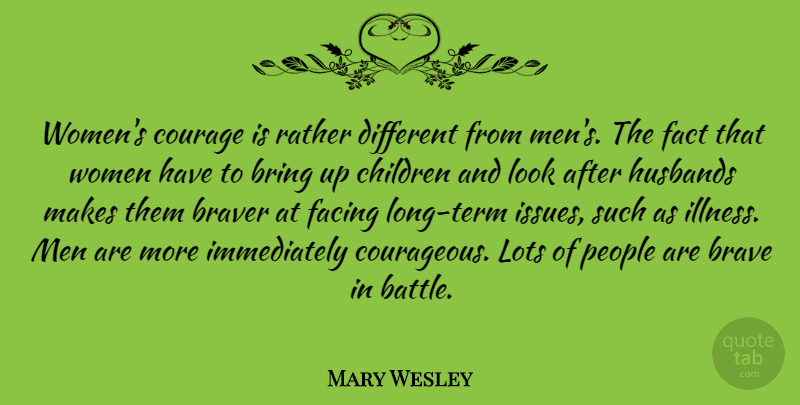 Mary Wesley Quote About Children, Husband, Men: Womens Courage Is Rather Different...