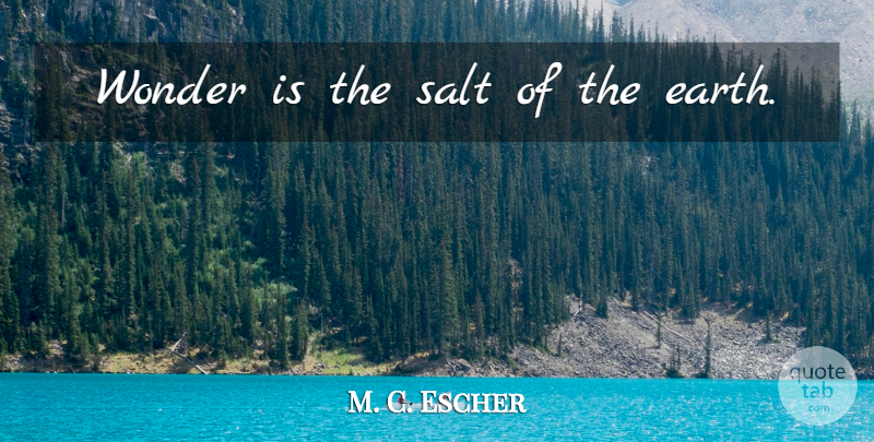 M. C. Escher Quote About Earth, Salt, Wonder: Wonder Is The Salt Of...