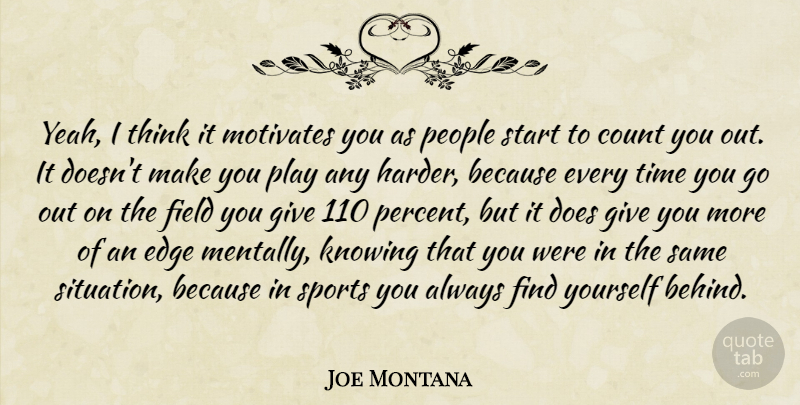 Joe Montana Quote About Sports, Thinking, Play: Yeah I Think It Motivates...
