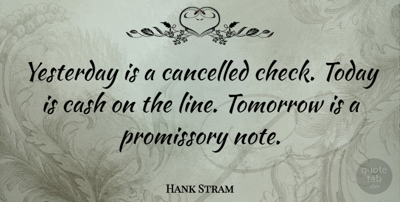 Hank Stram Quote About American Athlete, Cancelled, Tomorrow, Yesterday: Yesterday Is A Cancelled Check...