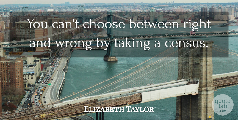 Elizabeth Taylor Quote About Decision, Decision Making, Census: You Cant Choose Between Right...