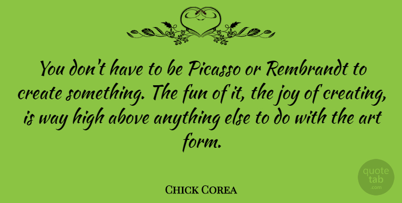 Chick Corea Quote About Above, Art, Create, High, Picasso: You Dont Have To Be...