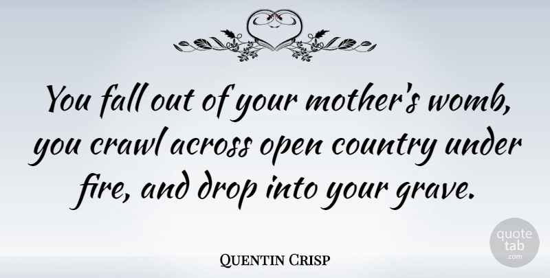 Quentin Crisp Quote About Love, Life, Relationship: You Fall Out Of Your...
