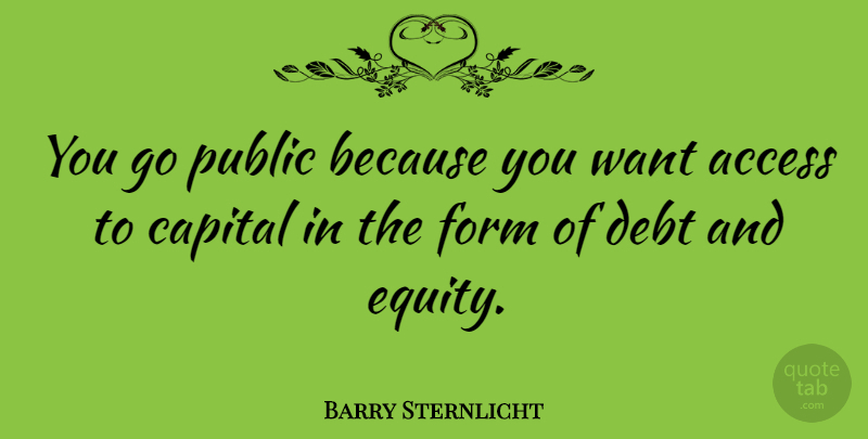 Barry Sternlicht Quote About Capital, Form, Public: You Go Public Because You...