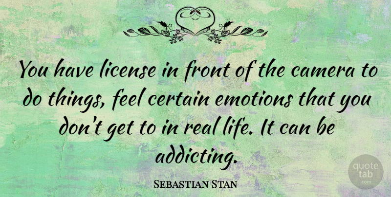 Sebastian Stan Quote About Certain, Front, License, Life: You Have License In Front...