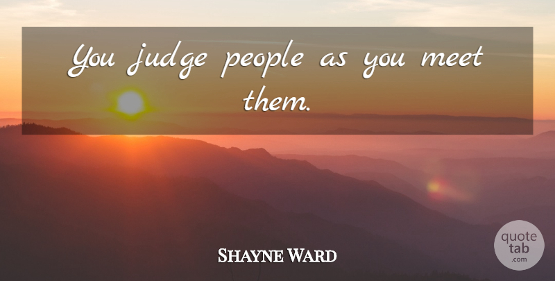 Shayne Ward Quote About People, Judging: You Judge People As You...