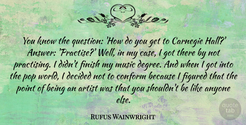 Rufus Wainwright Quote About Artist, Degrees, Answers: You Know The Question How...
