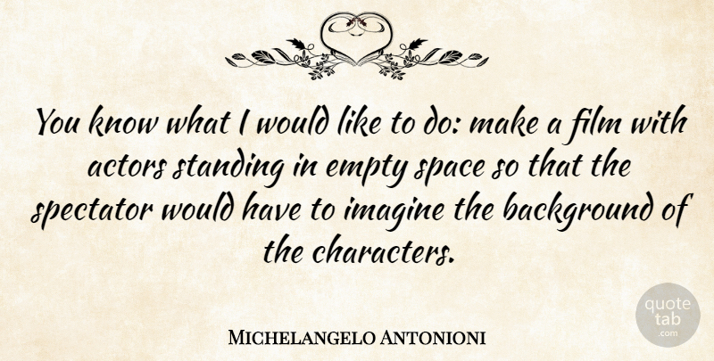 Michelangelo Antonioni Quote About Character, Space, Surfing: You Know What I Would...