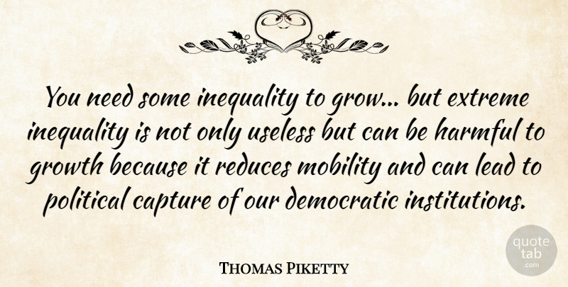 Thomas Piketty Quote About Capture, Democratic, Extreme, Harmful, Inequality: You Need Some Inequality To...