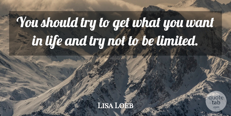 Lisa Loeb Quote About Trying, Want, What You Want: You Should Try To Get...