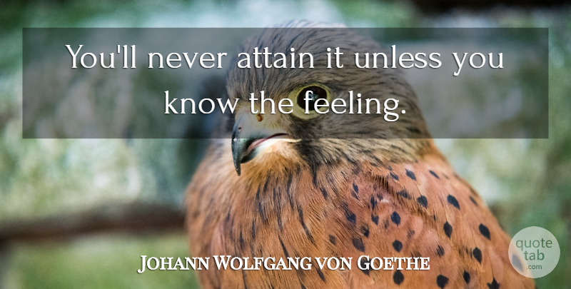 Johann Wolfgang von Goethe Quote About Feelings, Knows: Youll Never Attain It Unless...