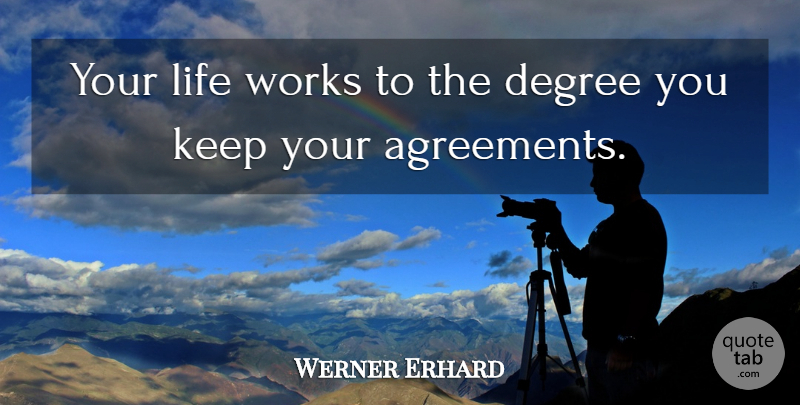 Werner Erhard Quote About Life, Integrity, Agreement: Your Life Works To The...