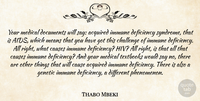 Thabo Mbeki Quote About Mean, Challenges, Hiv: Your Medical Documents Will Say...