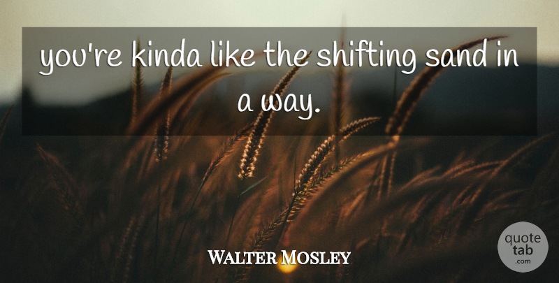 Walter Mosley Quote About Kinda, Sand, Shifting: Youre Kinda Like The Shifting...